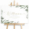 Willkommensschild Hochzeit Greenery personalisiert mit Datum und Namen, Hochzeitsdeko, Aufsteller Willkommen Schild, Grün, Leinwand, 60x40, (HEI Print)