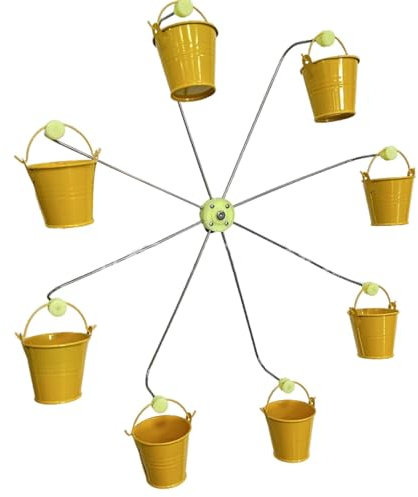 PERZOE Vogelfutter Verschütten Spielzeug Outdoor Hängendes Riesenrad Rotierender Vogelfutterspender für Kolibri Gartenvögel Gelb