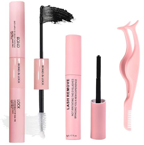 Bond and Seal Lash Kit with Lash Remover Tweezers Eyelash Glue for DIY Cluster Eyelash Lashes Eyelash Extensions Lasting Strong Waterproof Mascara Eyelash Extension Glue for Sensitive Eyes