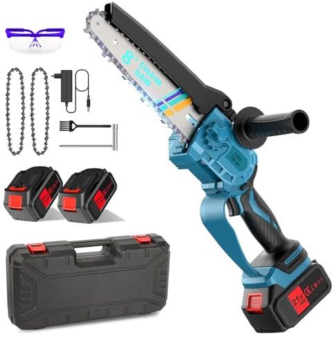 8000mAh Brushless Mini Motosega a Batteria, 8 Pollici Motosega Elettrica, Sega Elettrica per Potatura, Sega a Batteria per Potatura, Motosega da Potatura per Tagliare Legna, Potare Rami, Giardini