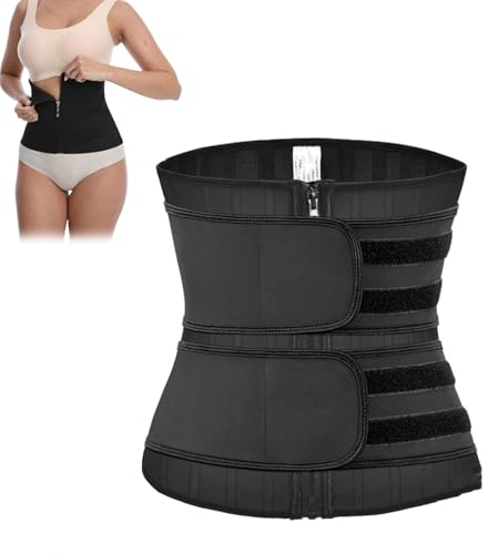Wishe Shapewear,Wishe Waist Trainer,25 Bone Rubber Body Shaper,Detachable Two Straps and Zip Waist Trainer (Black, S)