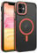 VENINGO Magnetic for iPhone 11 Case,Compatible with MagSafe Matte Translucent Shockproof Protective Women Man Girls Phone Case for iPhone 11, Black/Orange