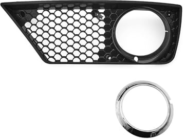 EDA PREMIUM auto Stoßstangengitter Links Schwarz 2118851753 passend für MERCEDES BENZ E W211 2006-2009 AMG, mit Loch für Nebelscheinwerfer, Schwarz