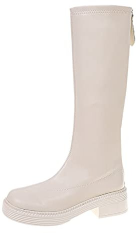 Stivali da neve 2024 Stivali invernali da donna invernali alla moda stivali con cerniera tacco punta da donna colore rotondo solido spesso moda elastico indietro stivali da donna stivali da donna