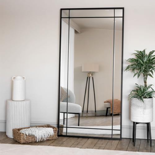 Jobu | Full Length Black Metal Rectangle Window Mirror - 180cm x 90cm | Aimi