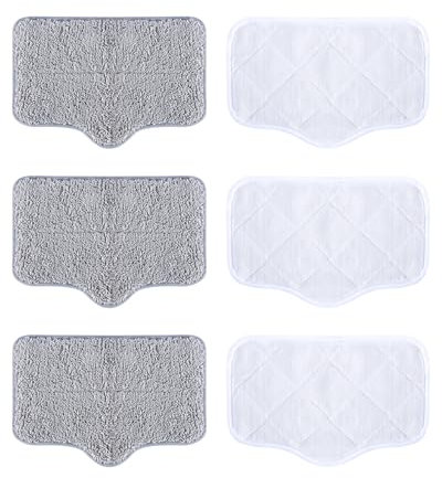 ScrubWiz 6 Pack Replacement Steam Mop Pads, Washable and Reusable, 2 Material Types Accessories Compatible With Steamer Mop