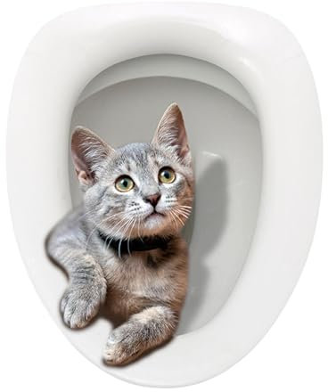 Autocollant pour abattant de WC Motif chat pour abattant de toilettes S 25 x 30 cm