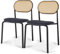 Juego de 2 sillas de Comedor, sillas Acolchadas con Respaldo de ratán, Silla de salón con Marco de Metal, soporta hasta 150 kg, Silla de ratán, rústica, para salón Comedor (Negro, 47x45x79cm)