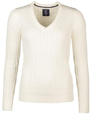 Rydale Ladies V Neck Cable Knit Jumper Womens Chunky Knitted Jumper Pullover Sweater