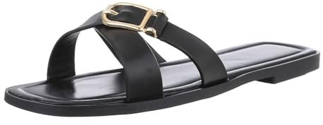 Ital Design Damenschuhe Sandalen & Sandaletten Pantoletten, DM455-, Kunstleder, Schwarz, Gr. 38