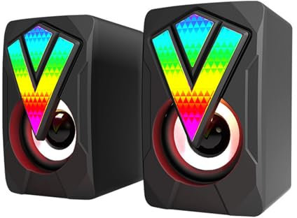 WOURRD Ordenador alimentado por USB con luz RGB múltiple con 3,5 mm para computadora portátil y monitor