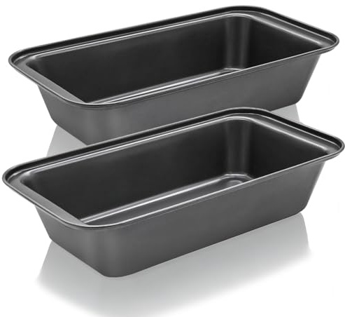 Mu Mianhua 2 moldes para pan de 2 libras para hornear, 27 x 15 x 6 cm, molde de acero al carbono, sartenes rectangulares antiadherentes para hornear pan, panes, pasteles y horneados