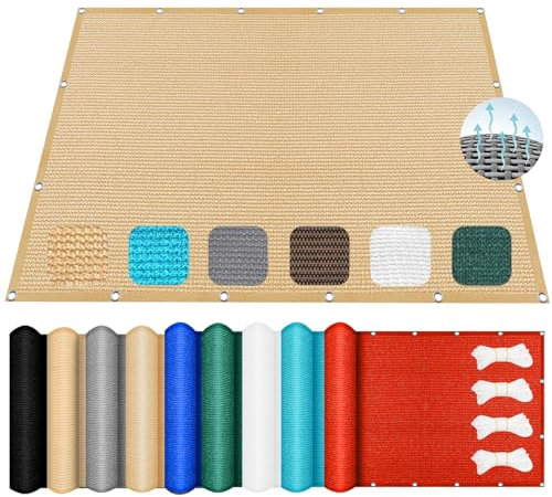 Voile d'ombrage Toile Ombrage 360 x 440 cm, Hdpe, Respirant, Perméable, Anti-Déchirure, Voile d'ombrage Rectangulaire pour Patio, Terrasse, Balcon, Jardin, Pergola, Jaune Sable