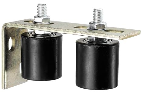 sourcing map 1Set Slide Gate Guide Roller, 2 Nylon Rollers Gate Support Assembly with L-Rear Post Bracket, Universal Sealed Ball Bearing Rolling Gate Guider for Sliding Door, Black