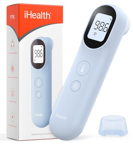 iHealth Infrared Digital Thermometer for Adults and Kids, Baby Thermometer with 3-in-1 Mode & 3-Color Prompt, Fever Alarm & Silent Mode, Forehead & Object Detection, 40 Memory Storages, PT9L, Blue