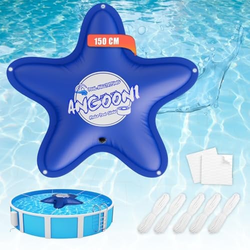 Angooni Poolkissen Winter 150 × 150 cm XXL Luftkissen Pool mit Doppelnaht zur Poolabdeckung - Pool Kissen für den Winter mit Boston Dual-Inflation Ventil