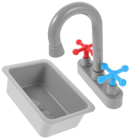TOYANDONA Mini Küchenspüle Mit Wasserhahn Kinderspielzeug Spielküchenzubehör Realistisches Waschbecken Für Rollenspiele Pädagogisches Lernen 4.72X3.35X1.57 Zoll