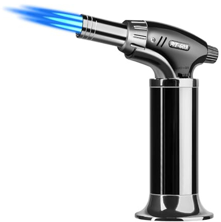 Aideepen Flambierbrenner, Gasbrenner Nachfüllbarer mit Dreiflammiges Design und Einstellbarer Flamme, Creme Brulee Brenner für Küche, Gebäck, Camping, Grillen (Butan nicht inbegriffen)