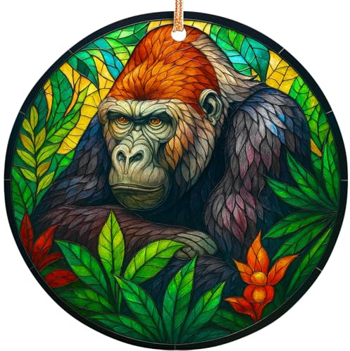 Rigufu 2025 Christmas Ornament – Silverback Gorilla Ornament, Jungle Wildlife Holiday Tree Decoration, Exotic Animal Keepsake Gift