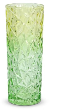 Jarrón grande de cristal con forma de flores de hielo verde de 30 cm, diseño moderno para decoración del hogar, centros de mesa de Navidad, regalo para madres (verde)