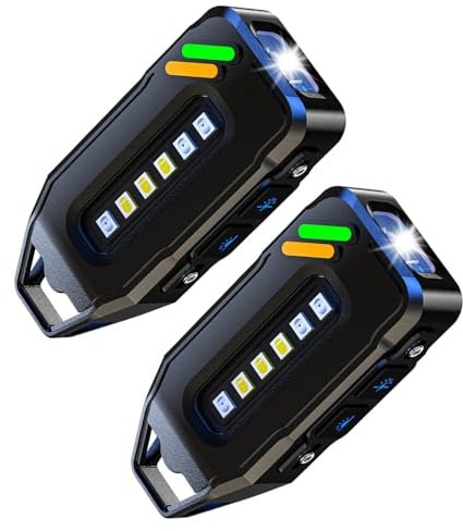 PORFOYO Mini LED Taschenlampe, 2 Stück Kleine LED Taschenlampe Schlüsselanhänger, Taschenlampes USB Aufladbar, Wasserdicht LED Taschenlampes Mit Magnetfuß Für Wandern, Outdoor, Camping