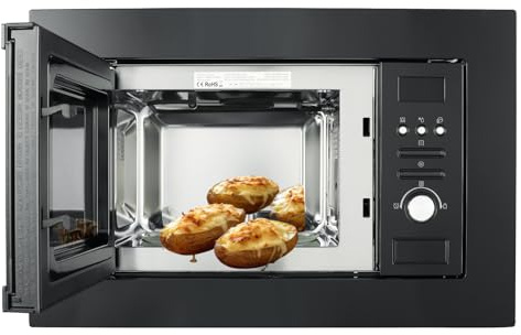 Techomey 20L Integrated Microwave, Digital Integrated Microwave Oven, Built In Microwave 800W, Microwave Oven and Grill 1000W, Child Lock, Easy to Clean,