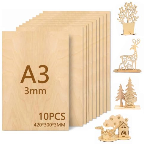 Leseed 10 Stück Holzplatte, Sperrholz 3mm aus Lindenholz, Sperrholzplatte 42x30cm Leicht und Stabil, Holzplatten zum Basteln für DIY, Gemälde, Brandmalerei, Modellbau, Ideal Leeres Holzbrett | Unbehandelte Holzplatten zum Basteln für DIY Holzarbeiten, Lasern, Gravieren, Brandmalerei, Modellbau, Geschenke,Deko,Gemälde