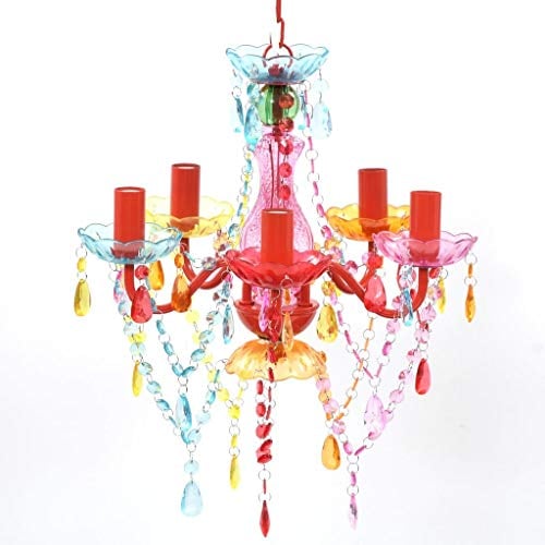 vidaXL MULTICOLOR lámpara de techo de cristal 5 bombillas Araña