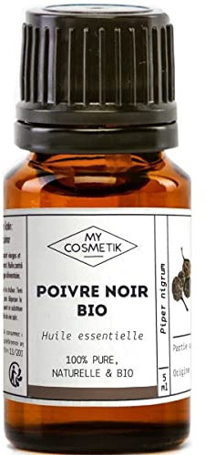 MY COSMETIK - Ätherisches Schwarzpfefferöl - Aus biologischem Anbau - HEBBD/HECT-chemotypisiert - 100% rein und natürlich - ECOCERT-zertifiziert - Hergestellt in Frankreich - 10 ml