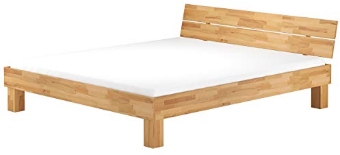 Massivholz-Doppelbett Buche Natur 160x200 Ehebett Rollrost Matratze Holzbett 60.80-16 M