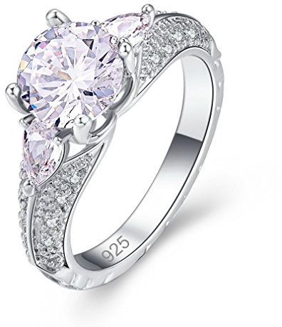 YAZILIND Versprechen Ringe schöne weiße Zirkonia platiniert eingelegten Strass Hochzeit Engagement für Damen größe 20.1