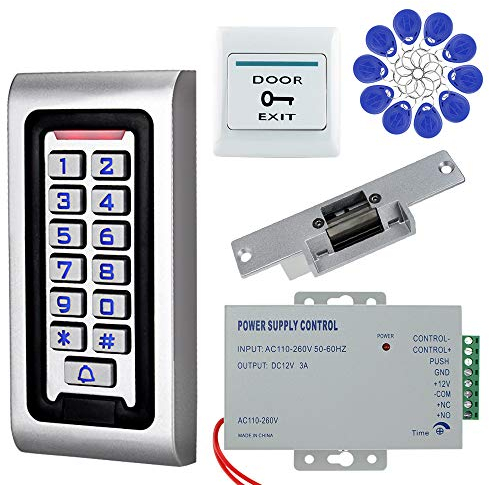 NN99 Kit per sistema di controllo accessi RFID per porte IP68 Tastiera impermeabile con blocco elettrico + Alimentazione DC12V 3A + 10 pz Tag chiave
