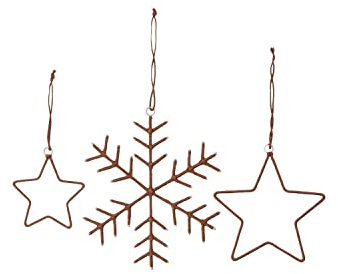 House Doctor, Ornamente, Snowflakes & Stars, Braun, Eisen, Kunstseide, 14.2 cm, w: 16.1 cm, M:, l: 11.3 cm, w: 11.6 cm, S:, l: 7.2 cm, w: 8.2 cm, h: 0.3 cm