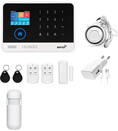 HUXGO HXA003 Funk Alarmanlage WiFi + GSM 4G Modul mit 1x Bewegungssensor - Alarmanlage Haus, SMS-Benachrichtigungen, Steuerung vom Telefon aus