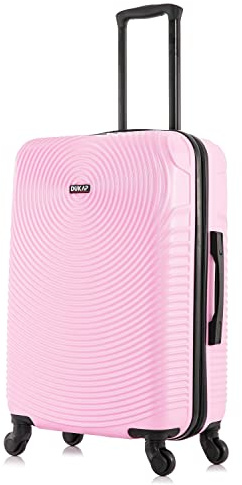DUKAP INCEPTION Luggage with Spinner Wheels | Durable Lightweight Hardside Suitcase, Travel Bag with Handle and Trolley, 24-Inch Medium Checked Luggage | Pink