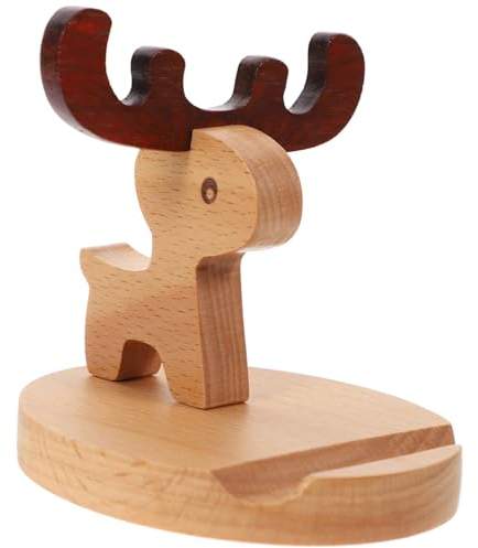 UKCOCO Tablet-Ständer, Brillenhalter aus Holz, kreativer Handy-Halter in Hirschform, Handy-Ständer aus Holz (Fawn Handy-Halter)