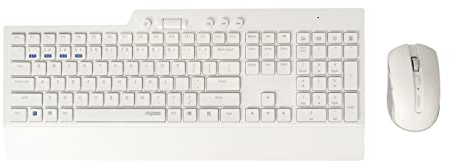 Rapoo | Clavier et Souris sans Fil avec Clavier et Souris QWERTY Portugais avec Technologie multimode Bluetooth et 2,4 GHz, Souris Optique avec 1600 dpi, Blanc