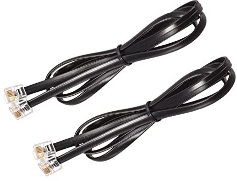 sourcing map Teléfono Extensión Cable 3.28 Pies Teléfono Cable Teléfono Línea Cable RJ11 6P6C Enchufes, Macho a Macho para Teléfono y Fax Negro 2uds