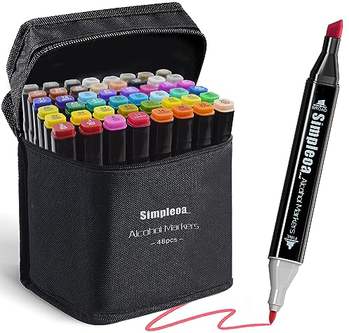 Simpleoa Graffiti Stifte, Art Marker Set Schnell trocknende doppelseitige Alkohol Marker, Permanent Marker für Kinder, Anfänger und Zeichenbegeisterte (48 Graffiti Stifte)