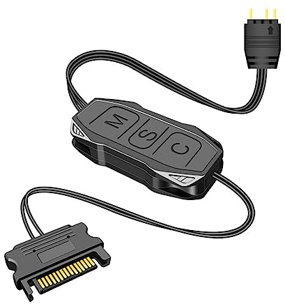 VOANZO 5V 3PIN ARGB Controller,eingebauter Lichtmodus, SATA Netzteil für Mainboards ohne 5V ARGB oder DIY ARGB Lüfter etc