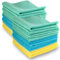 ELEXACLEAN Mikrofasertücher Auto Bad Küche (24 St, 30x30cm, blau gelb grün) Mehrfarbige Universal Putztücher für Haushalt und Kfz Fenster Lack Bad Motorrad
