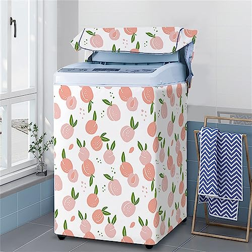 Odot Funda Lavadora de Carga Superior Funda, Planta de Fruta Lavadora Exterior Impermeable con Cremallera para Lavadora y Secadora de Carga Superior (XL(8.5-12kg),Durazno Rosa)