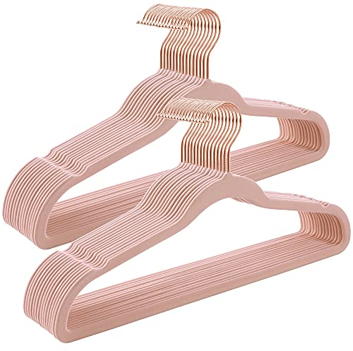 SONGMICS Kleiderbügel Samt, 30er Set, Rosa-Roségold CRF026P30