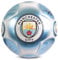 Hy-Pro Pallone da calcio classico con licenza ufficiale, metallizzato, taglia 5, Man City, allenamento, partita, merchandising, da collezione, per bambini e adulti, blu/bianco