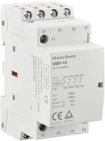 Heschen Protezione domestica AC, Magnetotermico Differenziale 16A, HSR1-16, 4 poli, quattro normalmente chiusi, tensione della bobina AC 220/240 V, montaggio su guida DIN da 35 mm