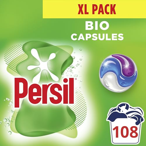 Persil Bio 3 in 1 Washing Capsules laundry capsules for 1st time removal of tough stains outstanding stain removal in quick & cold washes 108 washes (3x 36)