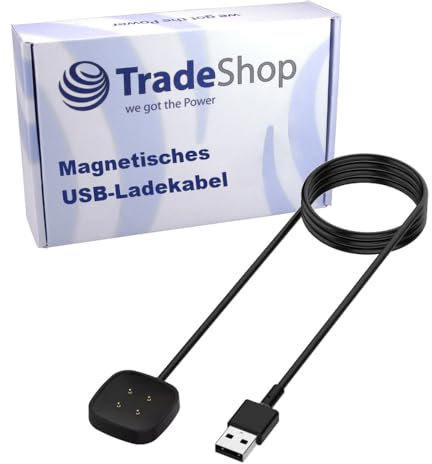 Trade-Shop 5V 1A Magnetisches Netzteil/Ladegerät/Dock/Ladekabel kompatibel mit Fitbit Versa 4 / Versa 3, Sense 2 / Sense 1, FB174RCC