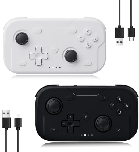 AceGamer Pocket Controller, manette sans fil pour Switch/PC/iOS/Android, mini manette de jeu avec turbo/capteur gyroscopique 6 axes/réveil par bouton unique (noir et blanc)