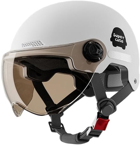 Eoixuqba Motorradhelm Für Herren Und Damen, Helm Motorrad Mit Visier, Scooter Helms Mit Visier, Helms Skateboard Erwachsene, Schutzhelm Mit Visiers Motorrad, Kopfumfang: 45–65 cm