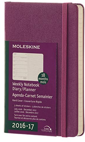 Moleskine Wochen Notizkalender, Taschenkalender, 18 Monate, 2016/2017, Pocket, A6, Hard Cover, weinrot
